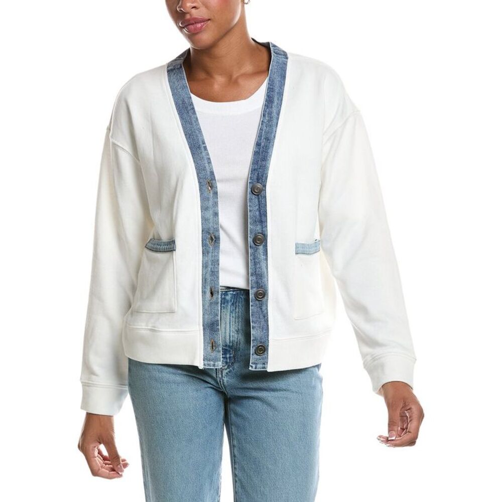 Rd Style Womens Kellie French Terry Cardigan, White